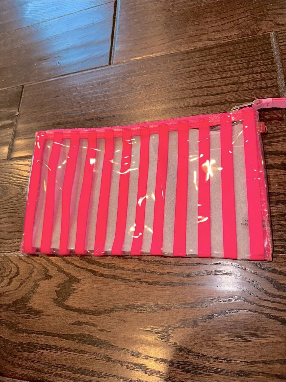Victoria's Secret Hot Pink & Clear Striped Pouch